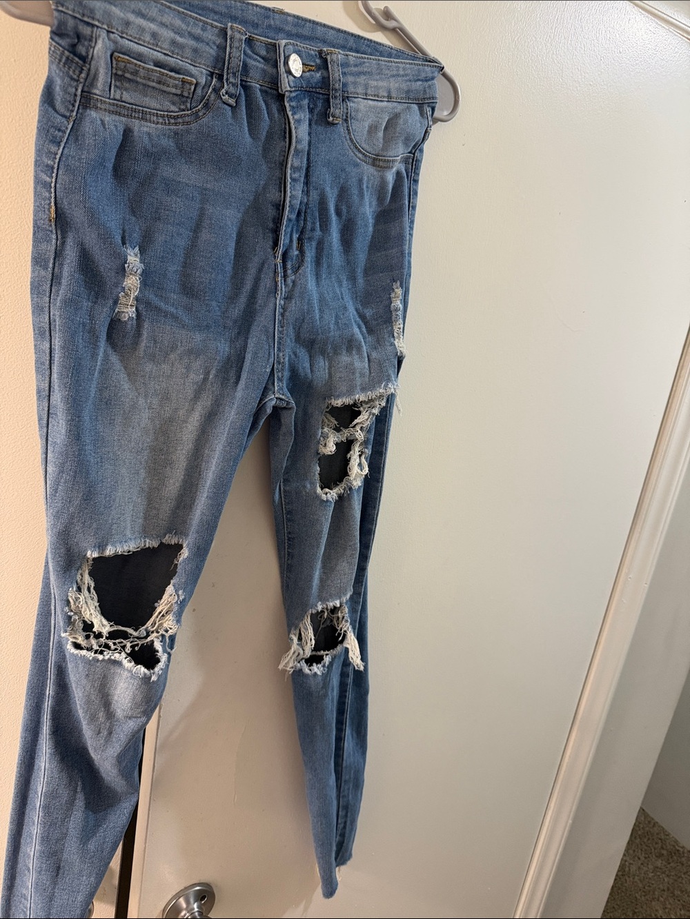 Distressed Light Blue Ripped Skinny Jeans